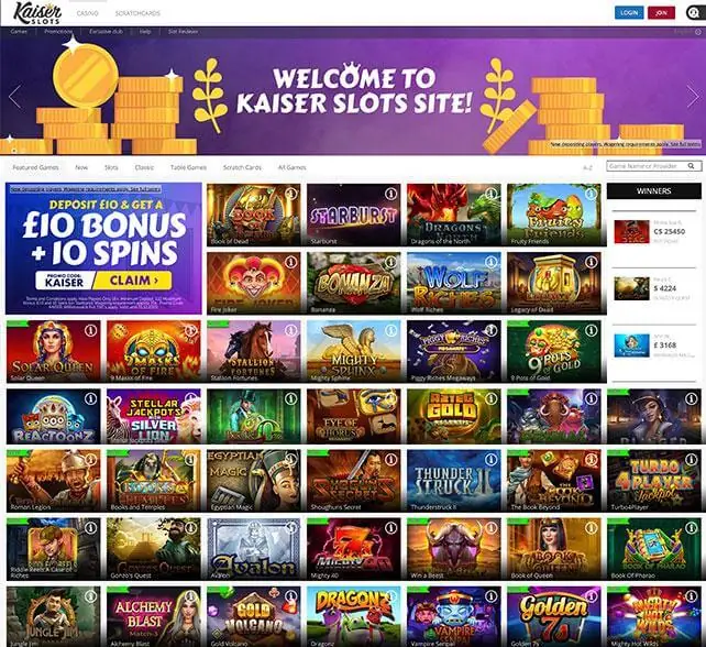 KaiserSlots-Homepage-Screenshot-NewCasinos-EN KaiserSlots Homepage