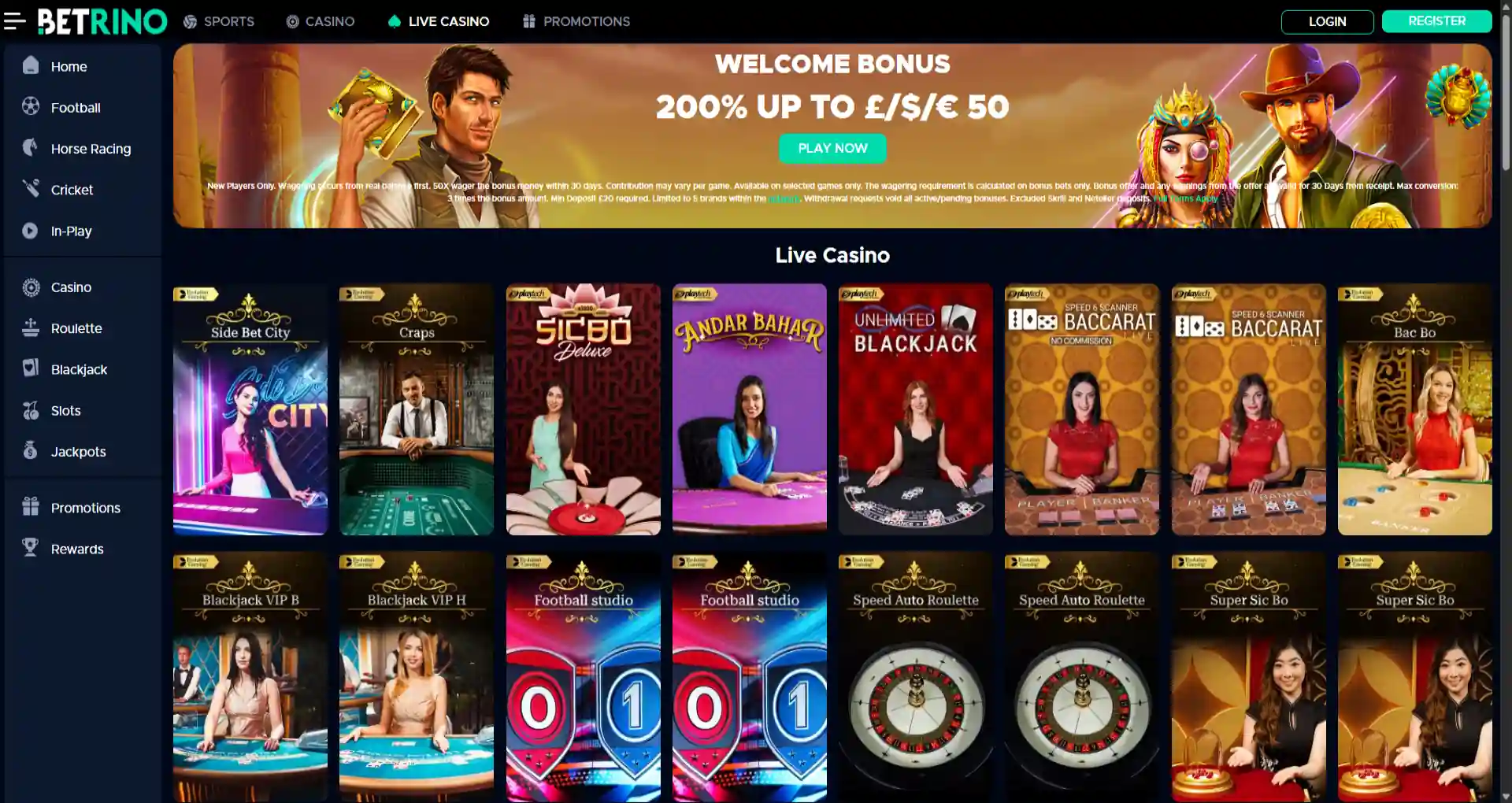 Betrino live casino
