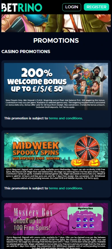 Betrino casino promotions mobile
