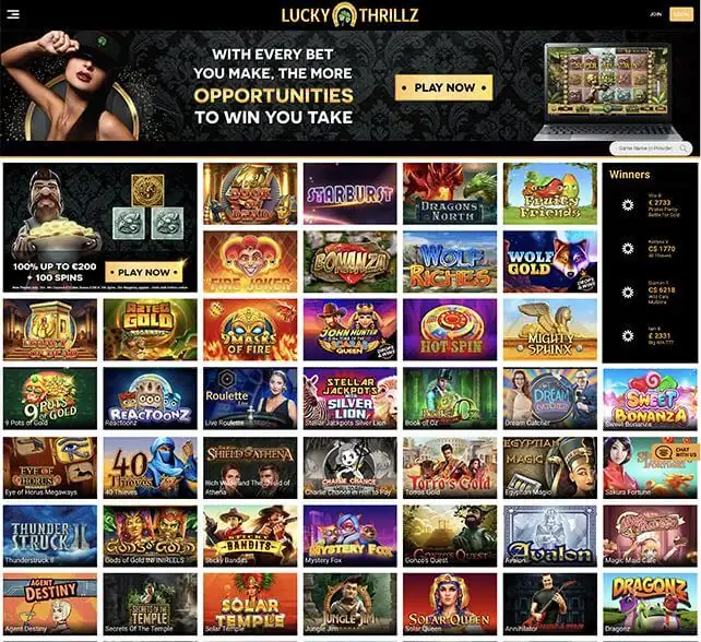 LuckyThrillz-Homeapge-Screenshot-NewCasinos-EN LuckyThrillz Homepage