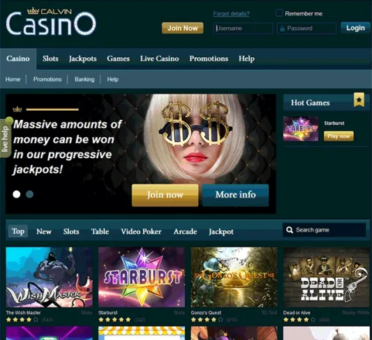 Calvin Casino Webpage