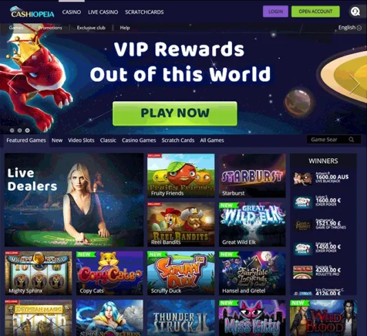 New Casinos Cashiopeia Homepage