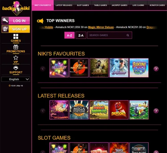 Lucky Niki Casino Games Selection
