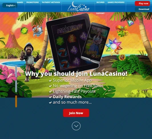 Luna Casino Front Homepage