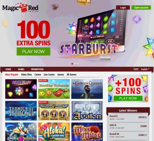 Magic Red Casino Front Homepage