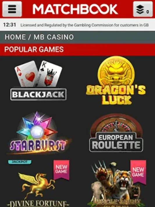 Matchbook Casino on Mobile
