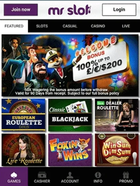 Mr Slot Casino on Mobile