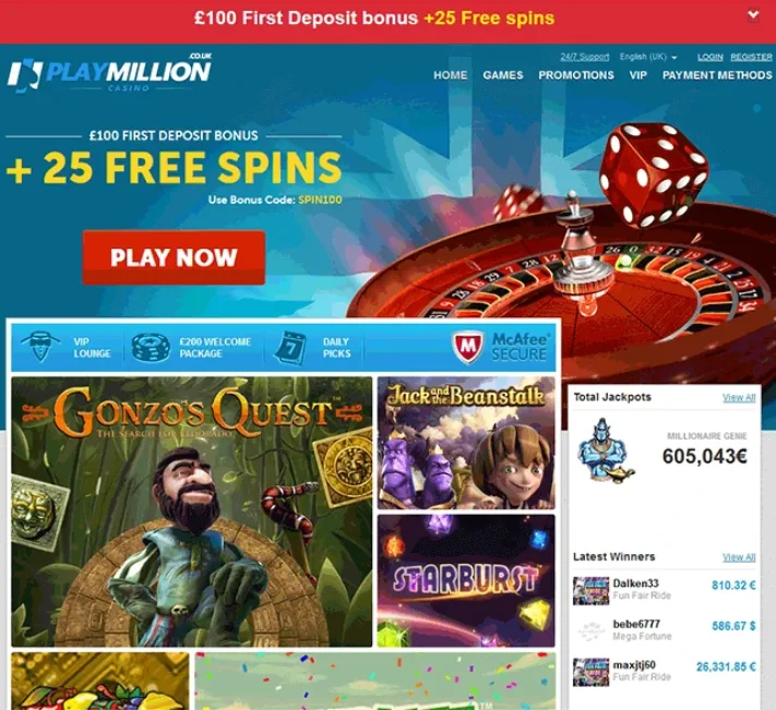 Play Million Casino Homepage