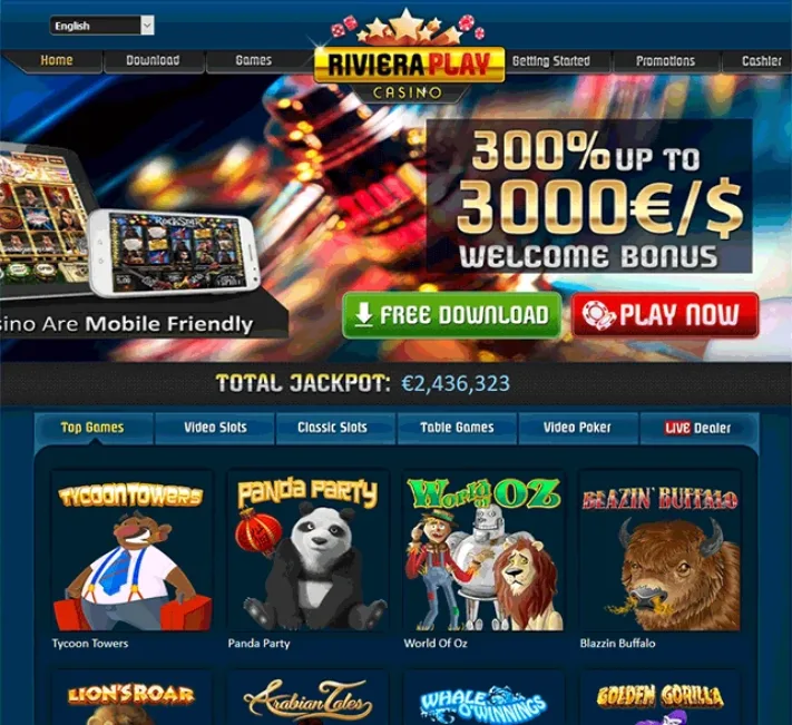 Riviera Play Casino Homepage