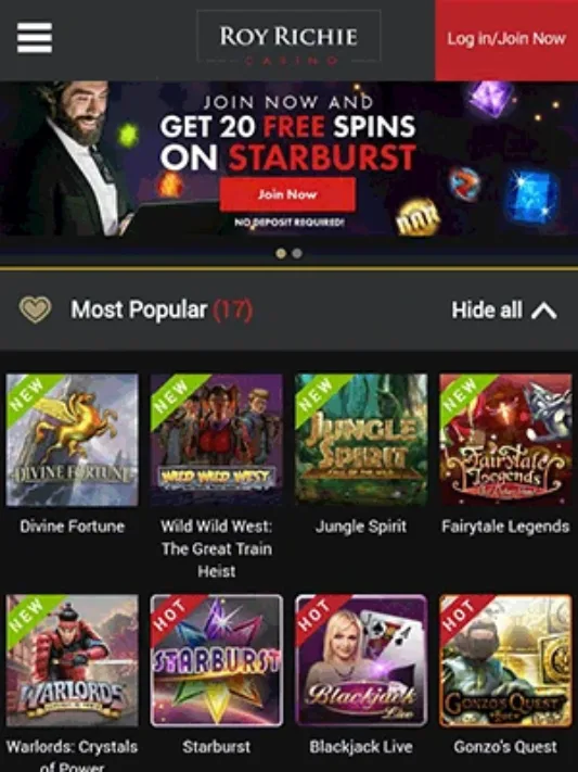 Roy Richie Casino on Mobile