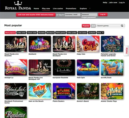 Royal Panda Games Selection