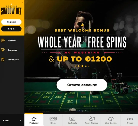 Shadow Bet Casino Front Homepage