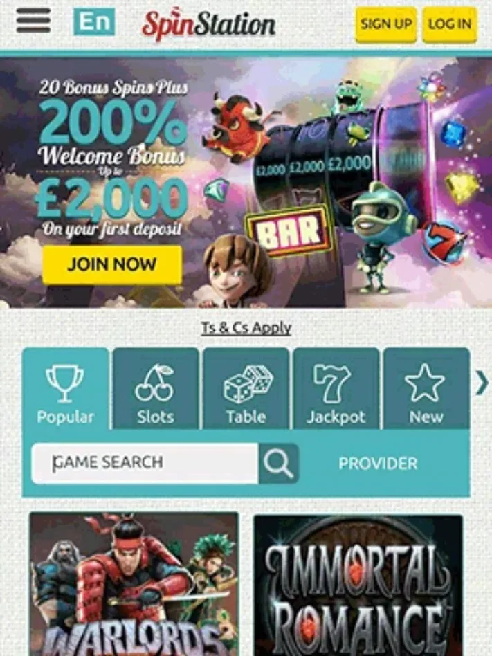 Spin Station Casino on Mobile