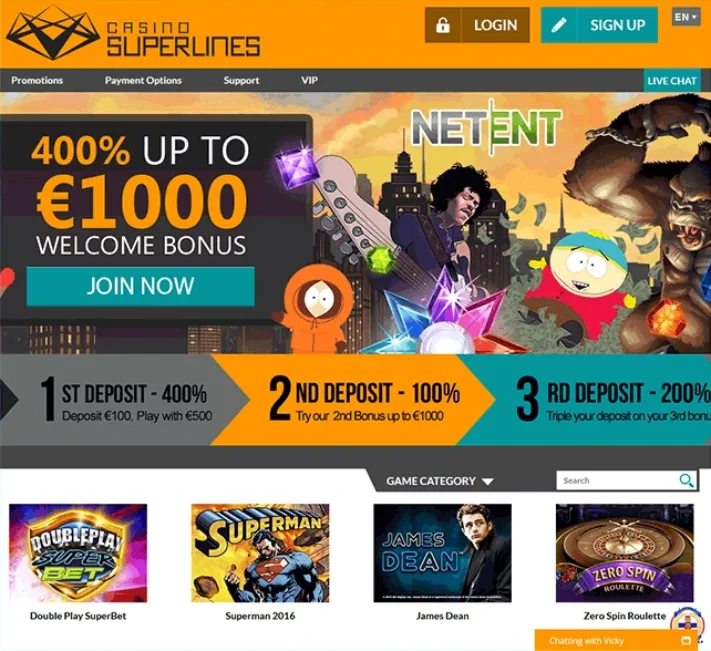Casino Superlines Frontpage Homepage
