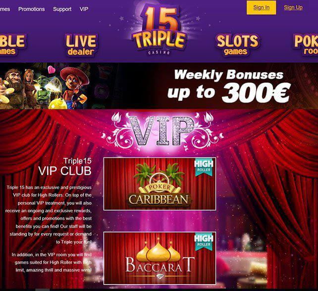 Triple 15 Casino Homepage