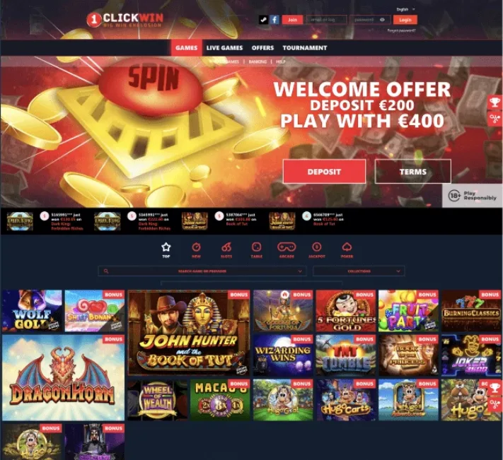 1ClickWin Casino games