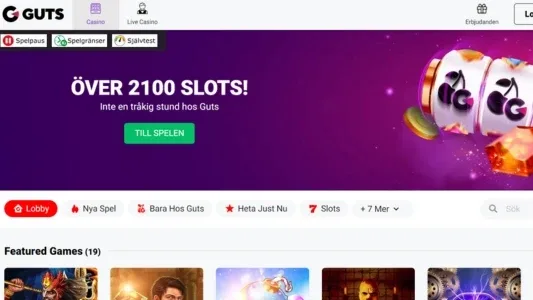 Guts Casino hemsida