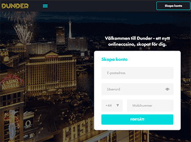 Dunder Casino registrering