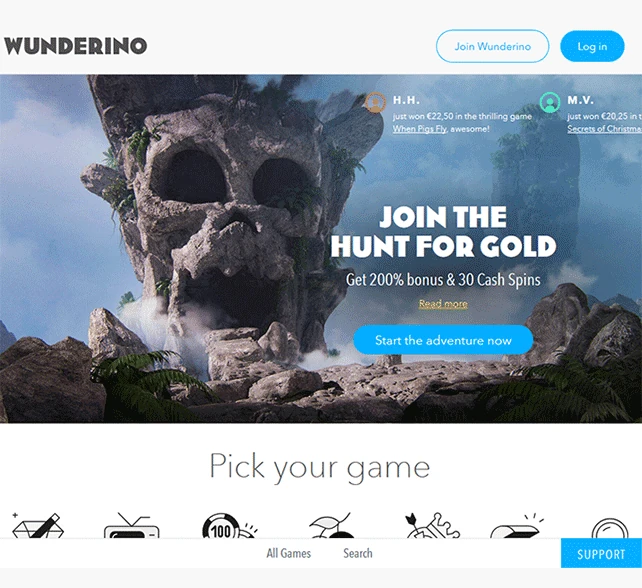 Wunderino Casino Homepage