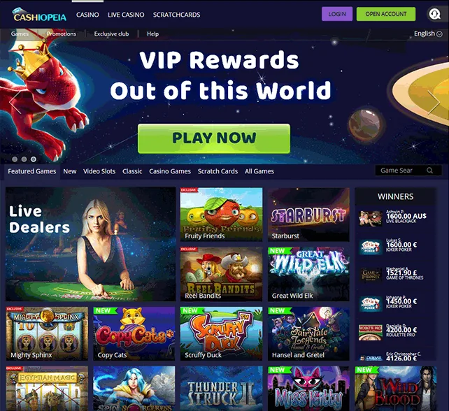 New Casinos Cashiopeia Homepage