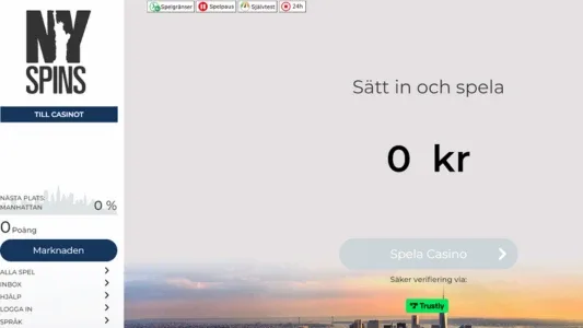 Svart text och en grön knapp på en grå och gul bakgrund