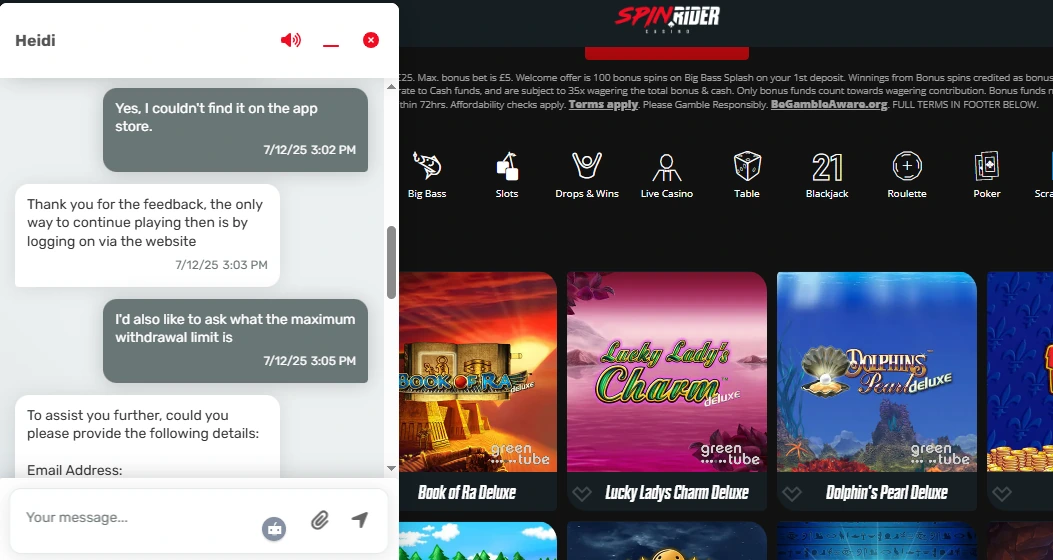 spin rider customer support