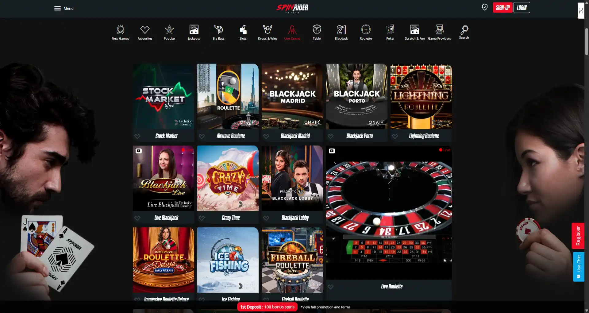 spin rider live casino