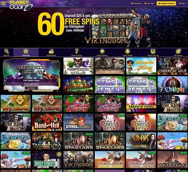 PlanetCasino Homepage