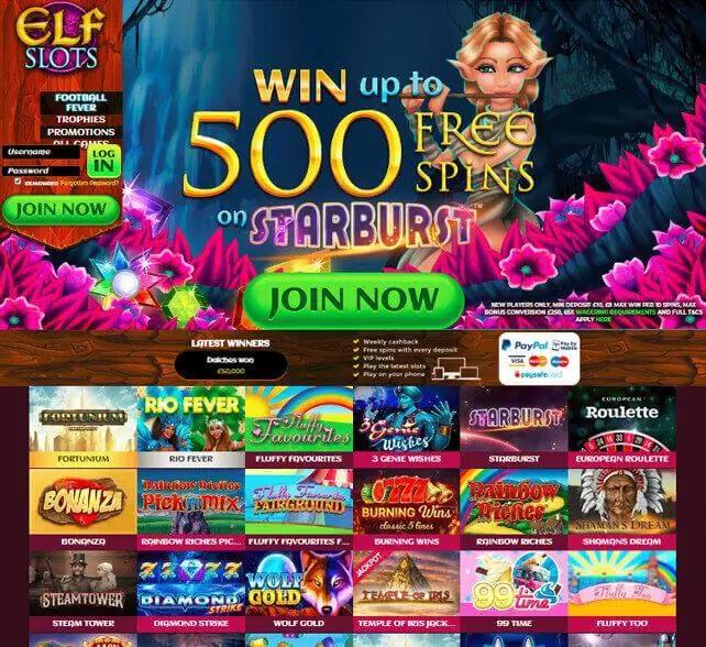 Elf Slots Homepage