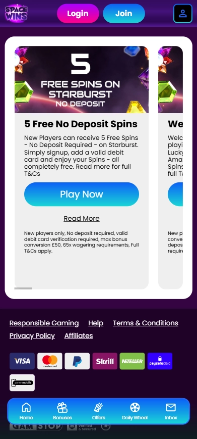 space wins mobile bonus