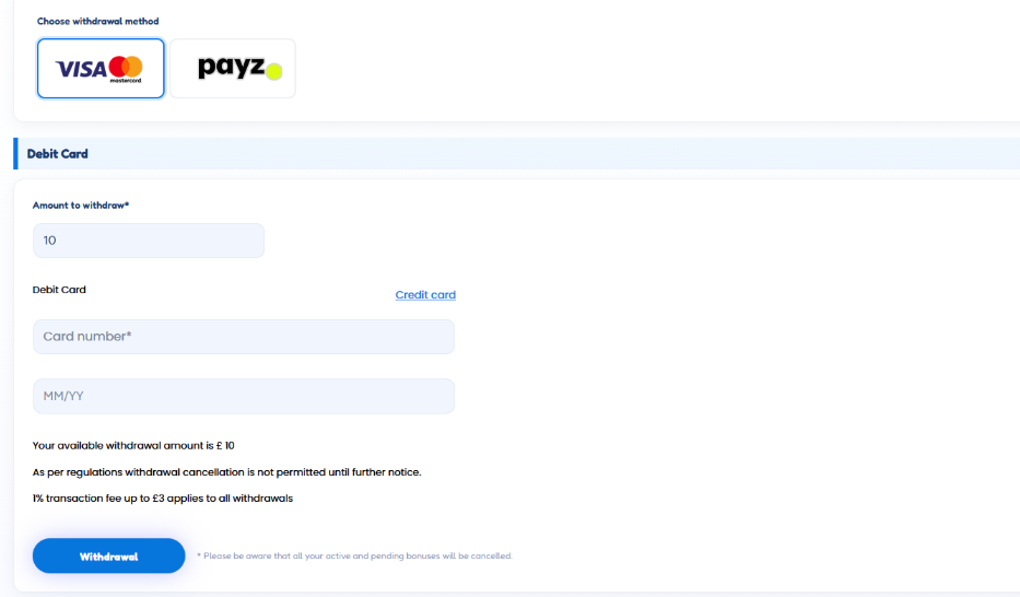 How to withdrawal when using pay by phone