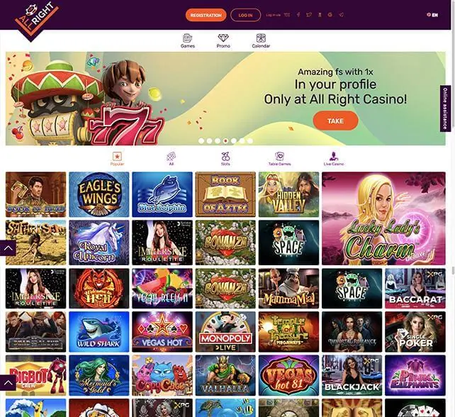 AllRightCasino Homepage