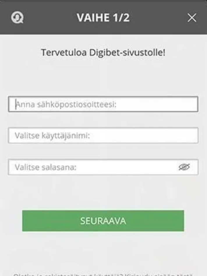 Digibet rekisteröinti