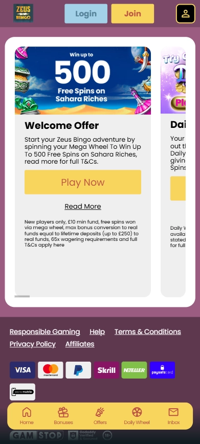 zeus bingo promotions mobile