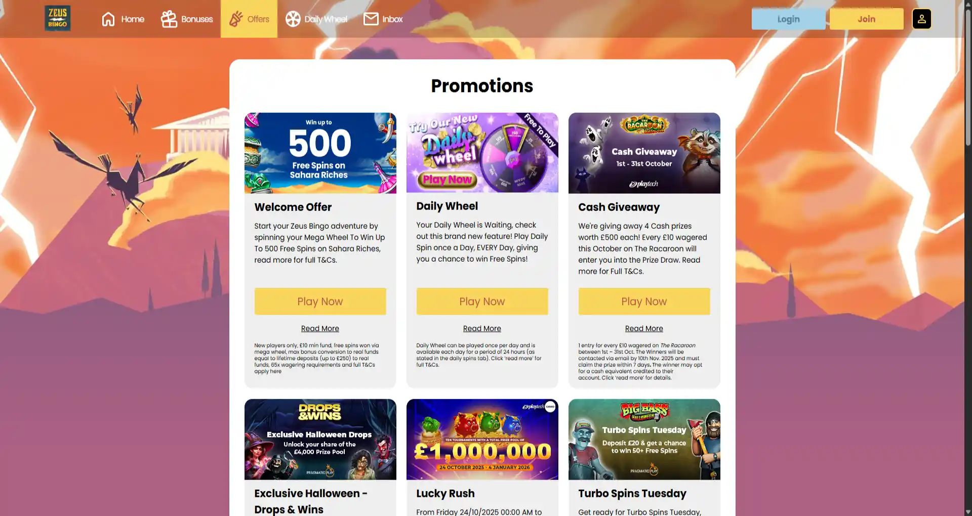 zeus bingo promotions