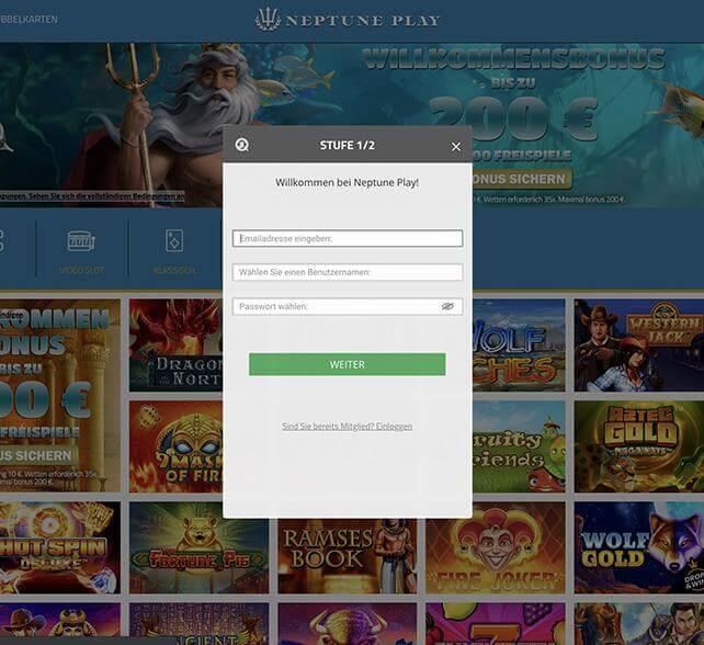 Neptune Play registrieren