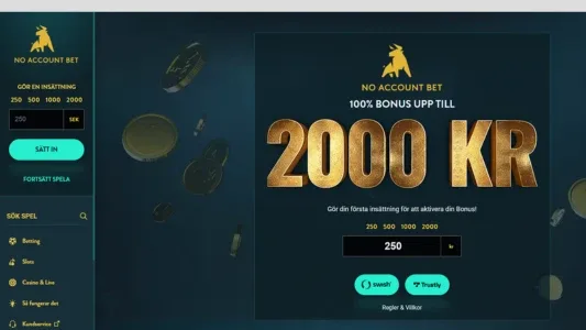 No Account Bet hemsida