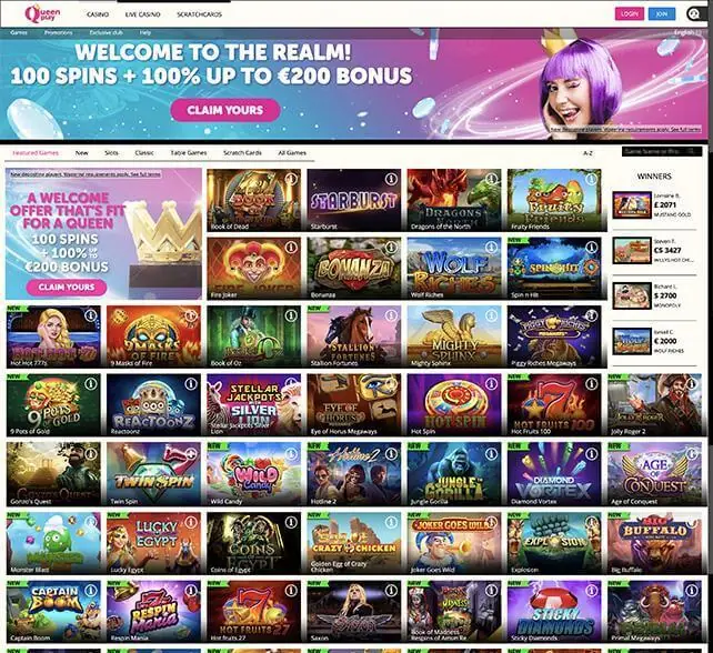 Queen Play homepage