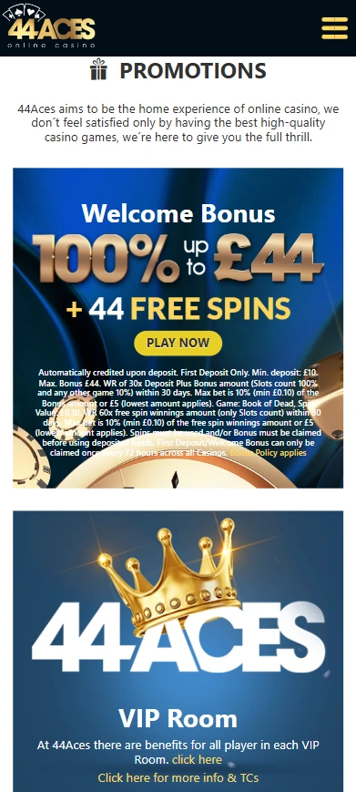44aces promotions mobile