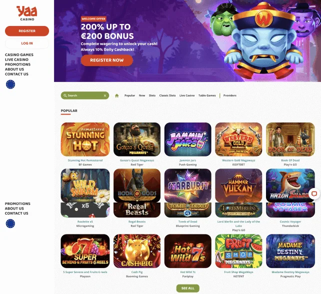 Yaa Casino homepage