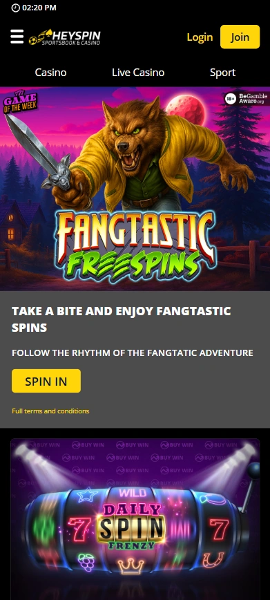 heyspin casino promotions mobile