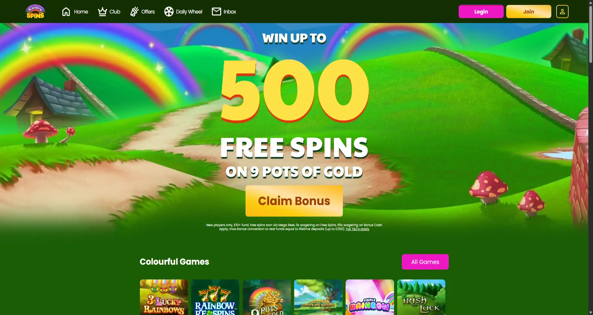 rainbow spins homepage