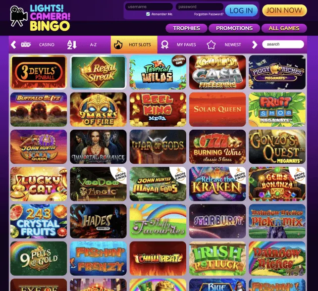 Lights Camera Bingo Games
