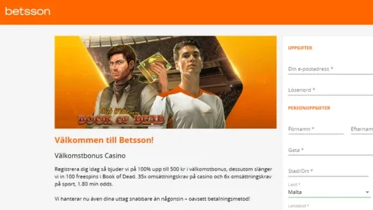 En kille som håller i en bok och en kille med en vit t-shirt på en orange bakgrund hos bettson casino