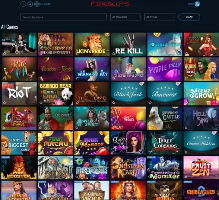 Fireslots nettikasinon kuvakaappaus