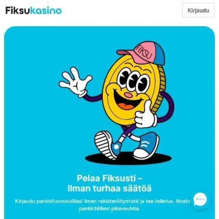 Fiksukasino kuvankaappaus etusivusta mobiilisti