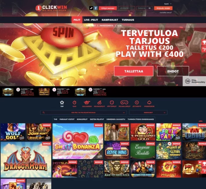 1ClickWin Casinon pelit