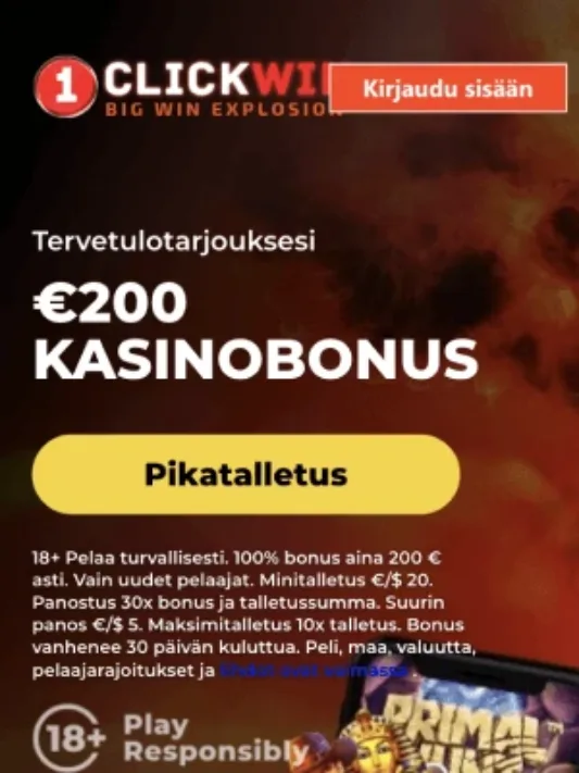 1ClickWin Casinon etusivu mobiilisti