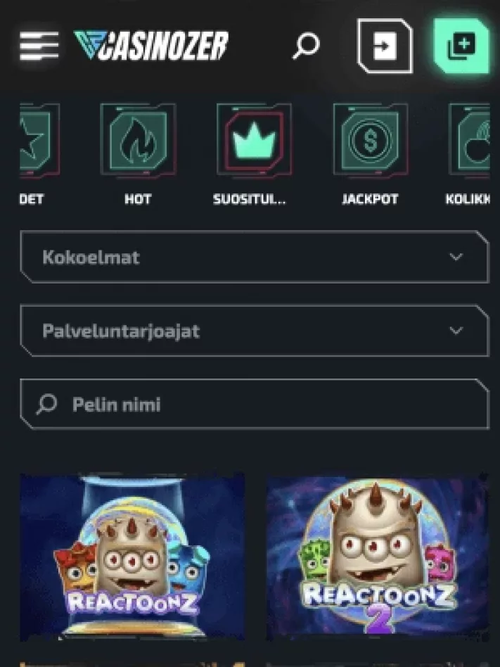 Casinozer Casinon pelit mobiilisti