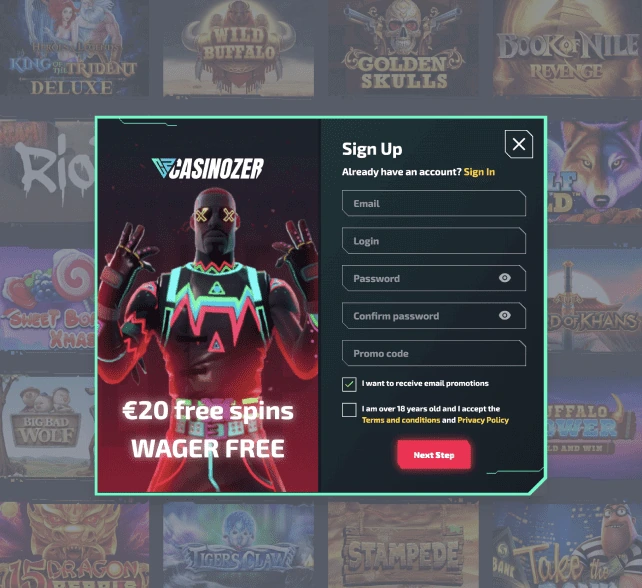 Casinozer Registration